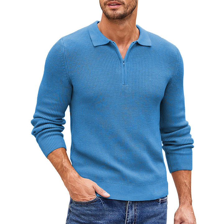 Men's Ribbed Zip Polo Jumper – Hambledon