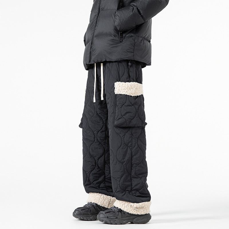Men's Quilted Ski Pants Thick Straight Cut Winter Pants, view 8 - Elena Harper