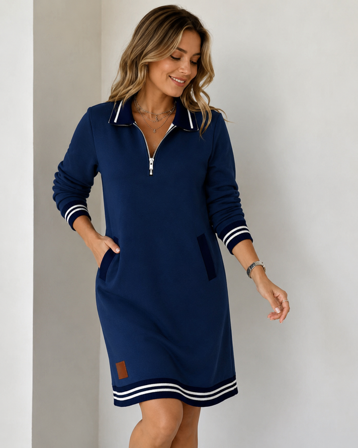 Elina™ | Belly-Covering Polo Dress with Zipper