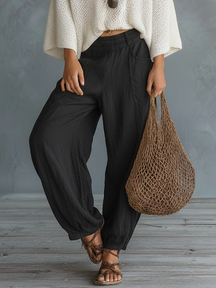 Paia - Minimalist Lightweight Cape-sleeved Sweater And Harem Pants Set