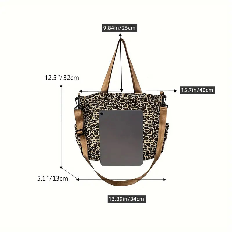 Idris Leopard Print Canvas Crossbody Bag, view 6 - Elena Harper