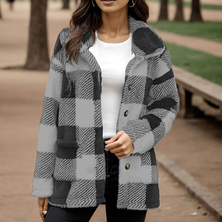 Plaid Plush Coat for Women - Warm and Practical