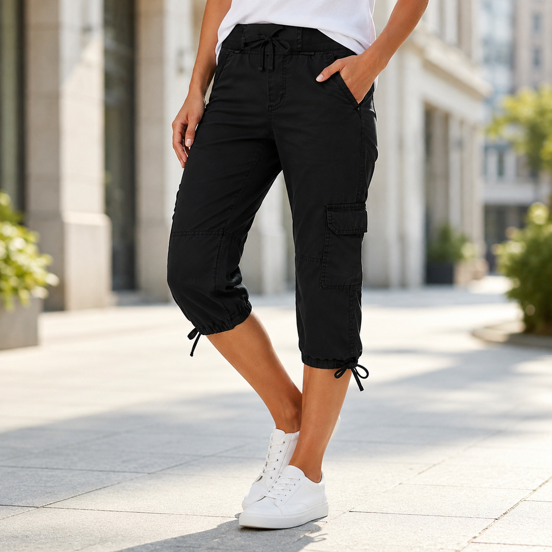 Els High-Waisted Cargo Capri Pants - Elena Harper