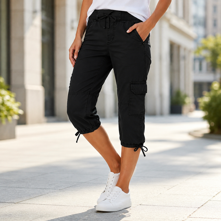 Els High-Waisted Cargo Capri Pants - Elena Harper