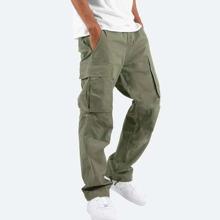 Men's Wide-Leg Cargo Pants Casual Cotton Blend Trousers - Elena Harper