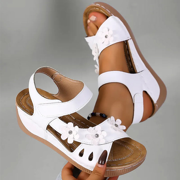Ambella Comfortable Floral Sandals with Wedge Heel - Elena Harper