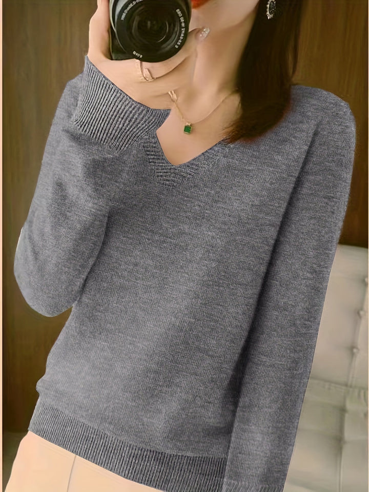Selene Soft V-Neck Sweater, view 6 - Elena Harper