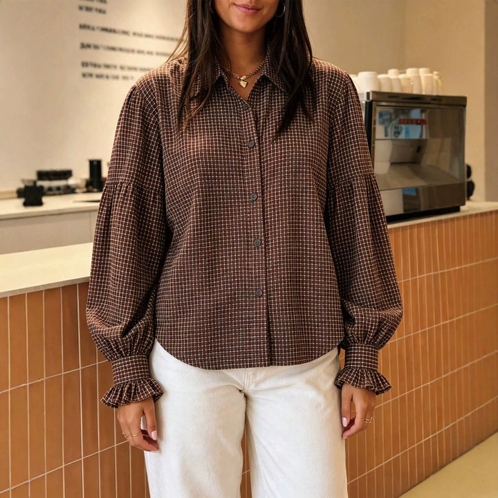 Women's Balloon Sleeve Blouse - Elegant and Flowing