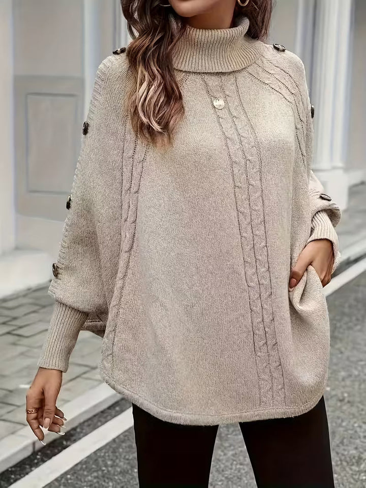 Lolana Pullover with High Collar and Twisted Style - Elena Harper