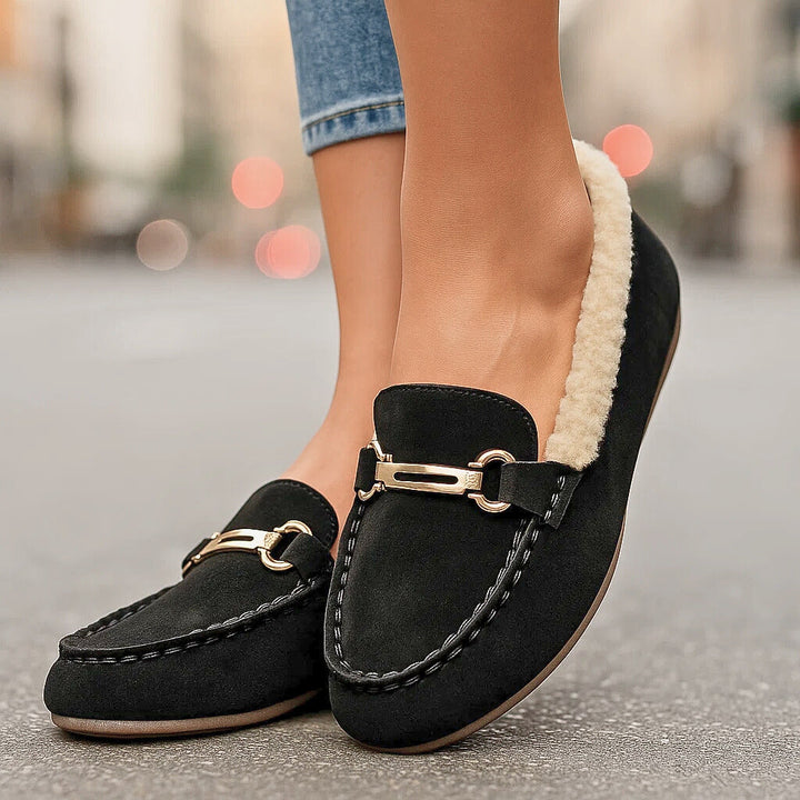 Martha Warm Suede Moccasins, view 3 - Elena Harper