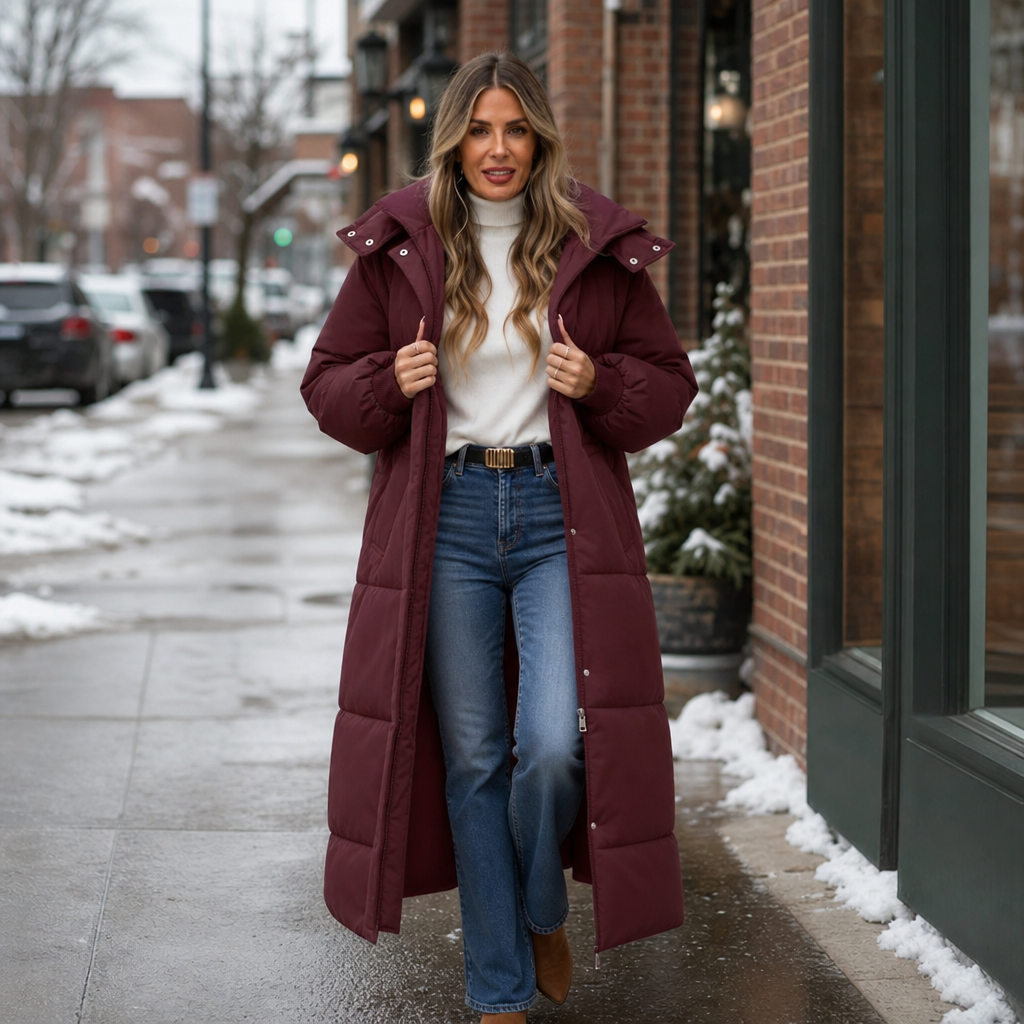 Elise | Long and Elegant Women's Puffer Jacket with Hood