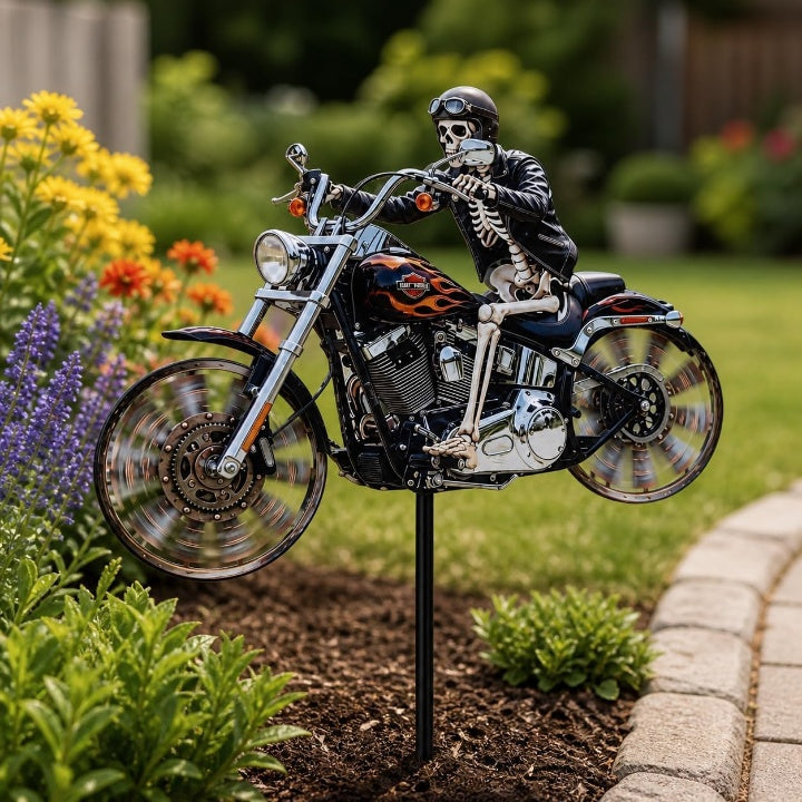 Garden Windmill Skeleton Biker Acrylic