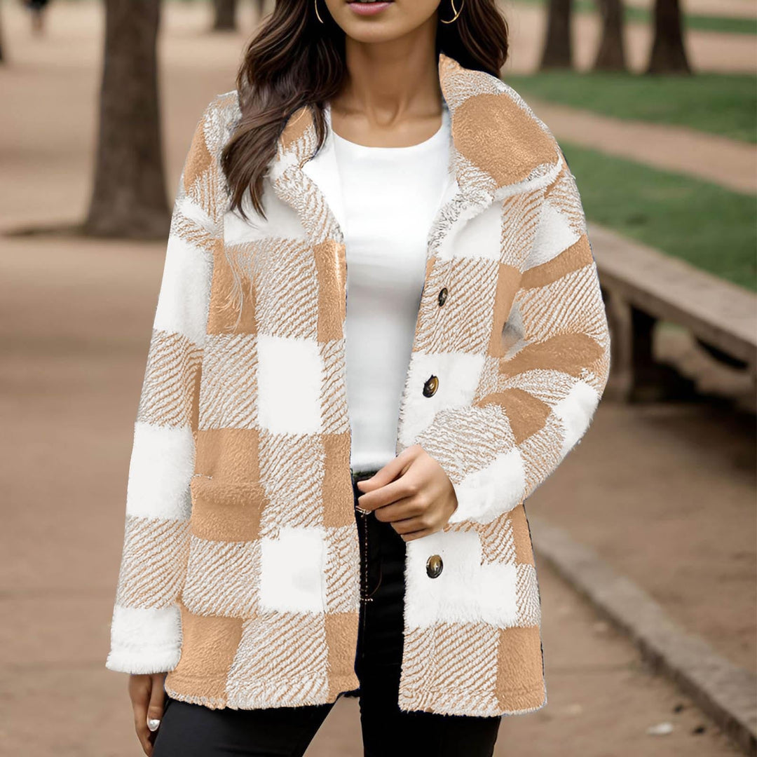 Plaid Plush Coat for Women - Warm and Practical