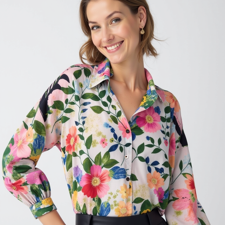 SERAPHINA I RETRO-FLOWER BLOUSE
