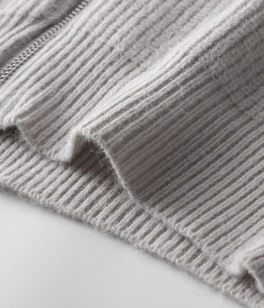 Emma & Rose merino wool zip-up cardigan — premium winter knitwear