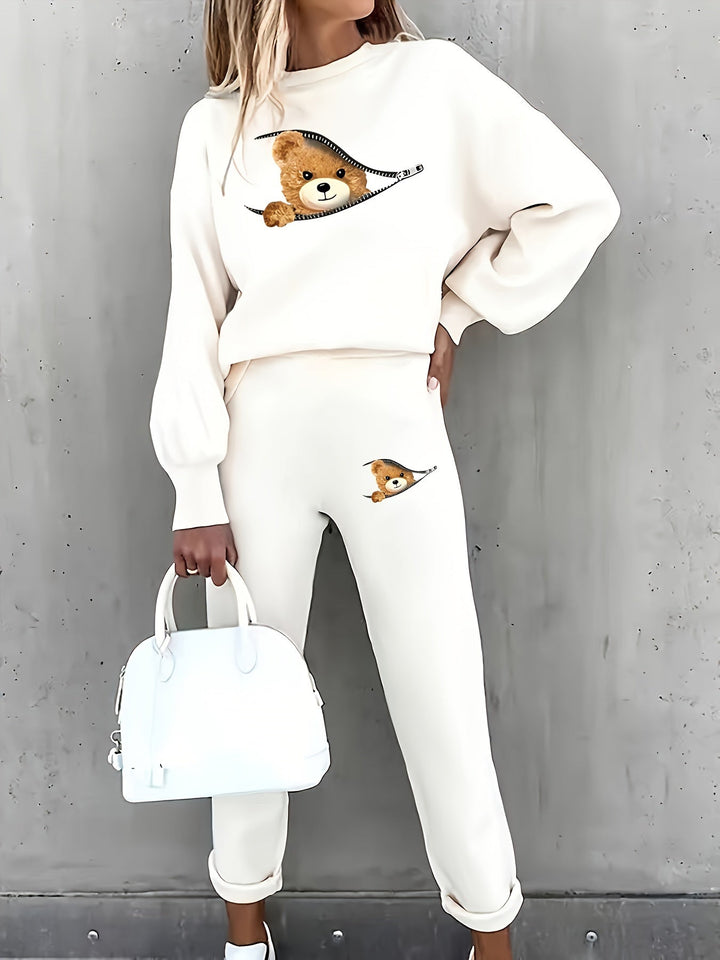 Casual Two-Piece Outfit with Cute Bear Print Mila, view 2 - Elena Harper