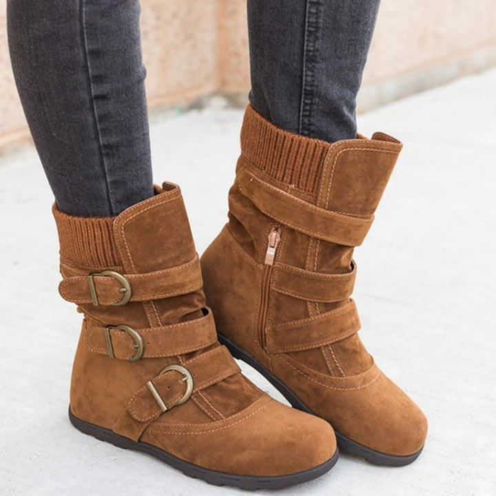 Adjustable Women's Boots with Suede Effect - Avenne