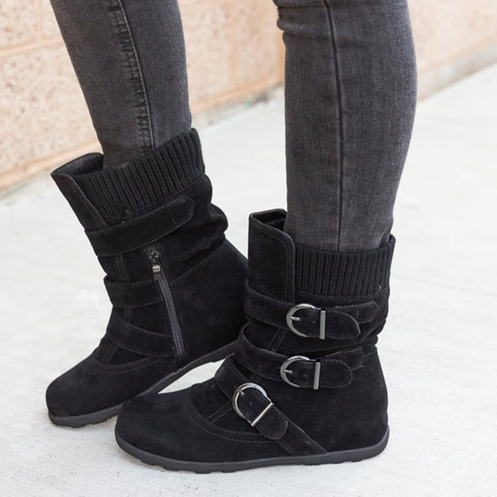 Adjustable Women's Boots with Suede Effect - Avenne