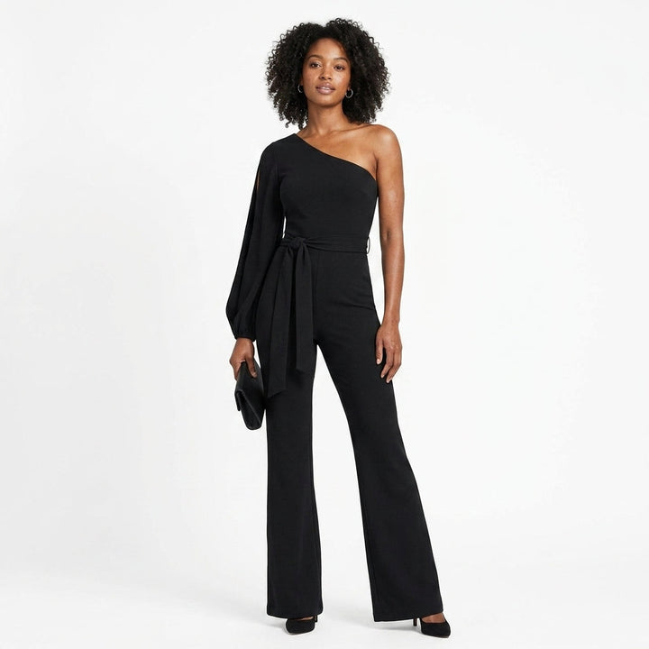 One Shoulder Jumpsuit Wedding Guest Evening Outfit
