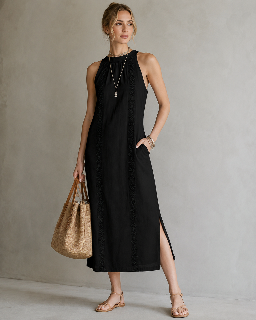 Irene™ | Elegant Sleeveless Belly-Covering Midi Dress