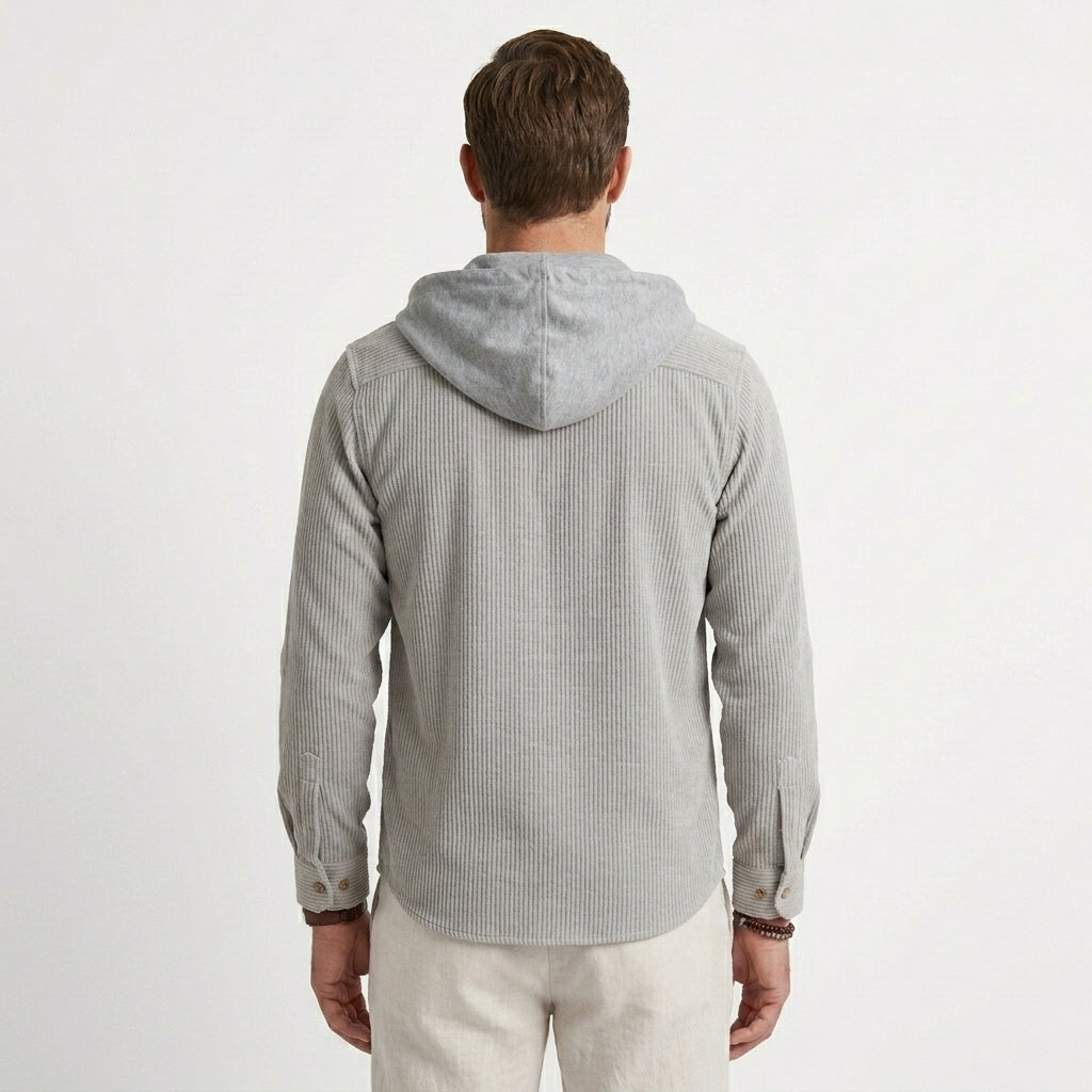 Waffle Knit Hooded Overshirt For Men