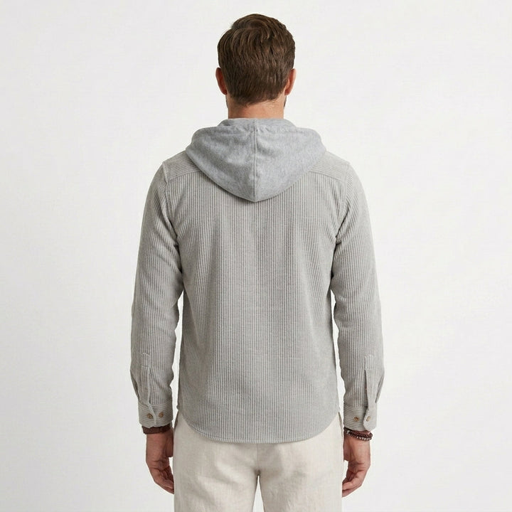Waffle Knit Hooded Overshirt For Men