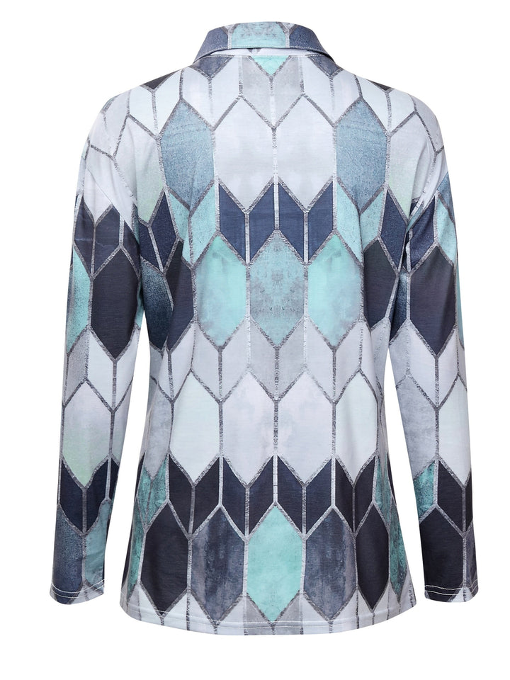 Bianca™ - Colorful Geometric Zip-Up Shirt