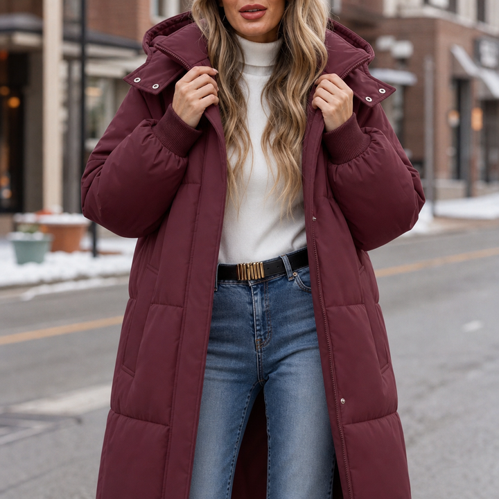 Elise | Long and Elegant Women's Puffer Jacket with Hood