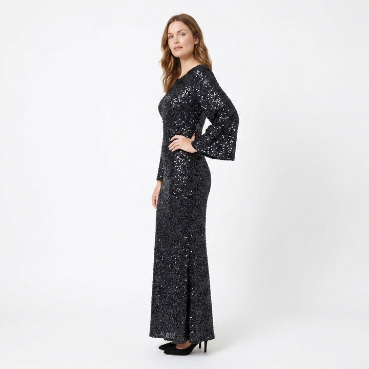 Black Sequin Mermaid Maxi Dress