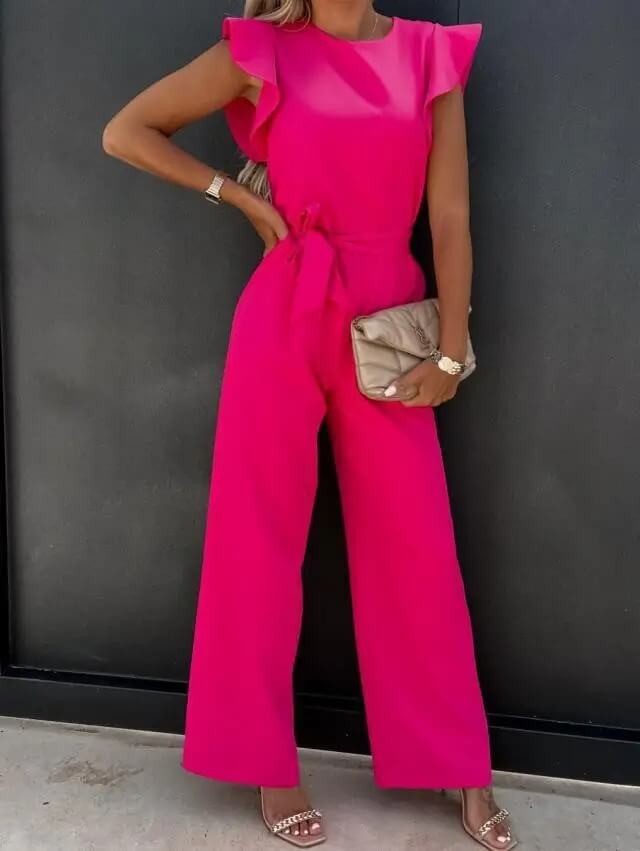 Yessica | Elegant jumpsuit for women with wide trousers and a stylish belt | Sophisticated