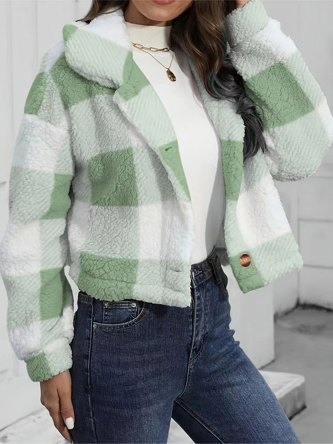 Short Women's Checkered Jacket - Modern and Casual