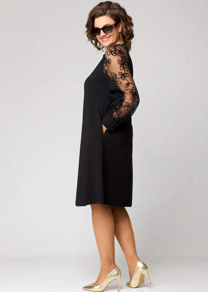 Elara Lace Sleeve Dress, view 8 - Elena Harper