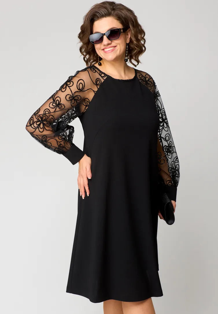 Elara Lace Sleeve Dress, view 2 - Elena Harper