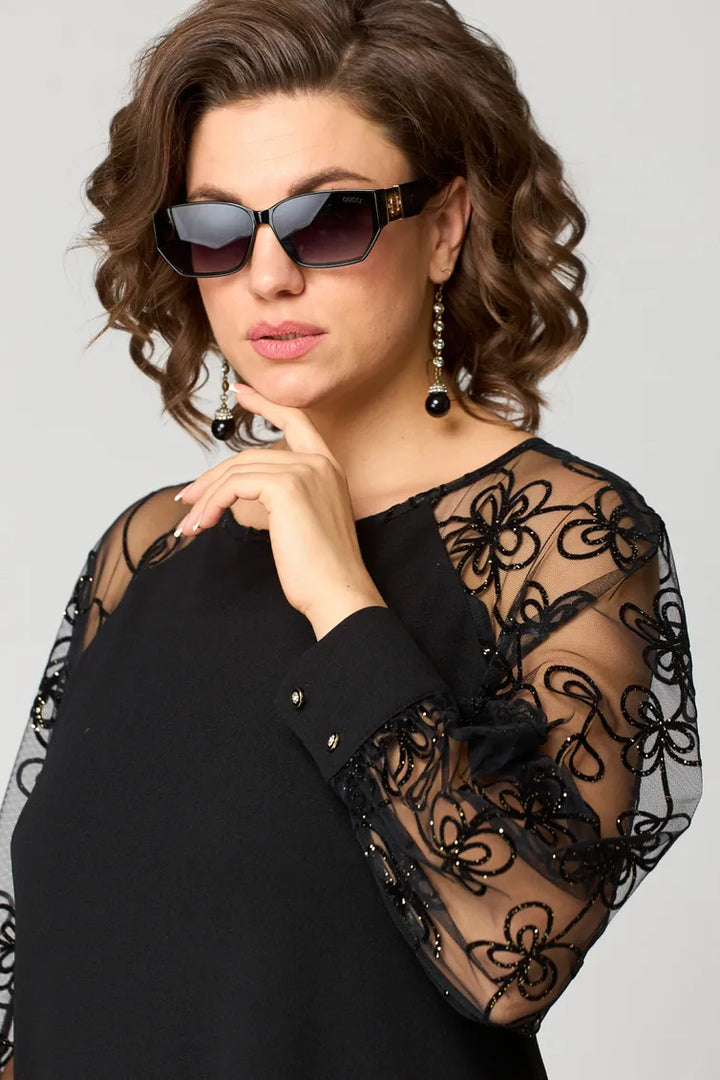 Elara Lace Sleeve Dress, view 4 - Elena Harper
