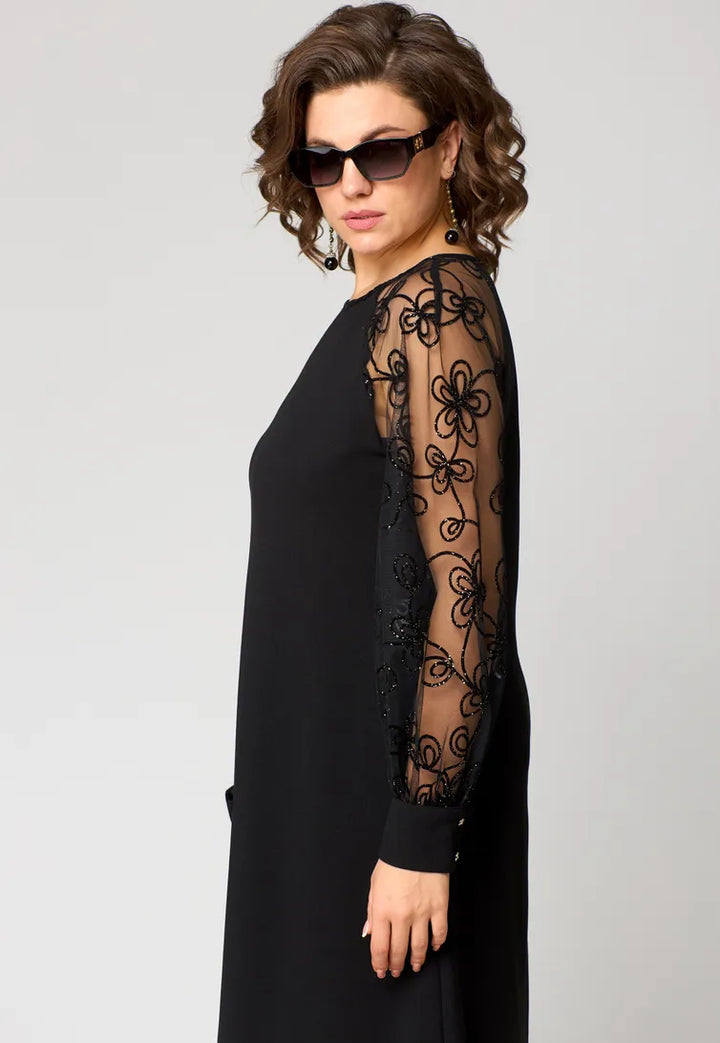 Elara Lace Sleeve Dress, view 5 - Elena Harper