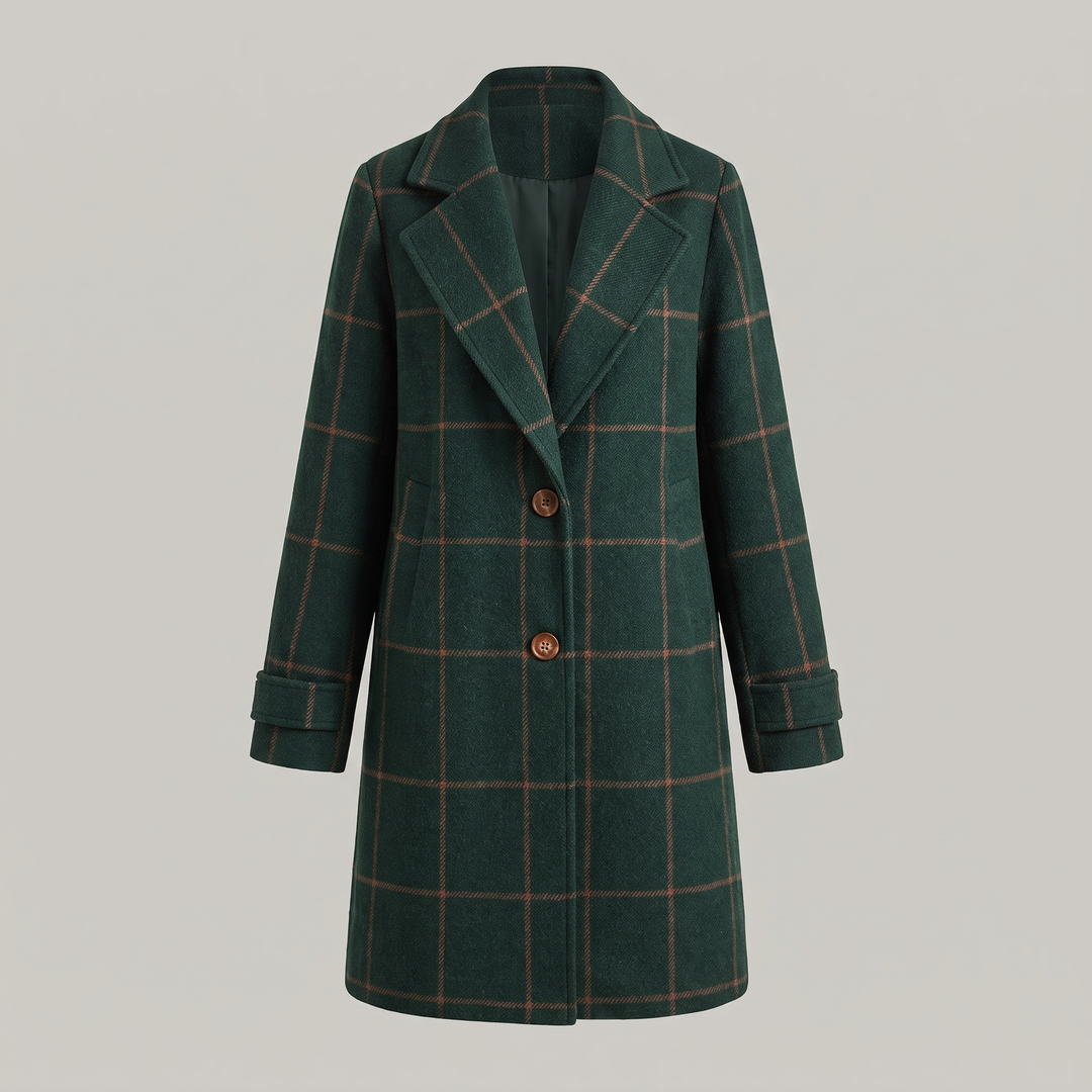 Isabella | Elegant Checked Trench Coat with Classic Lapel
