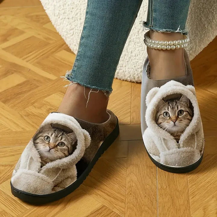 Marren - Cozy 3D Cat Face Slip-On Slippers