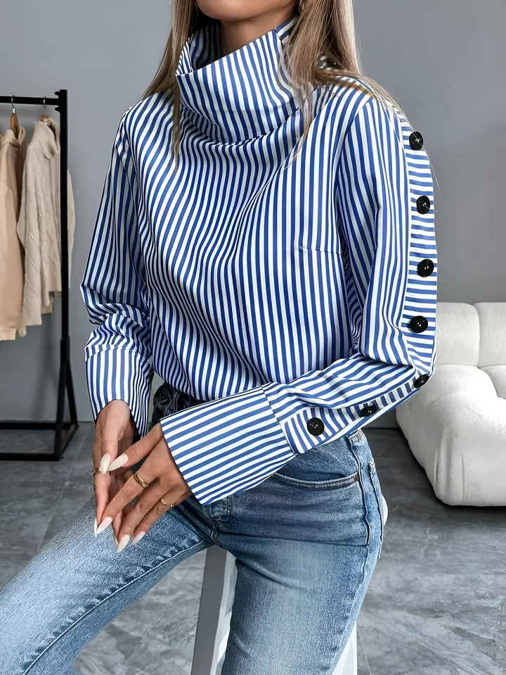 Bibi - Striped Shirt with Wide Collar