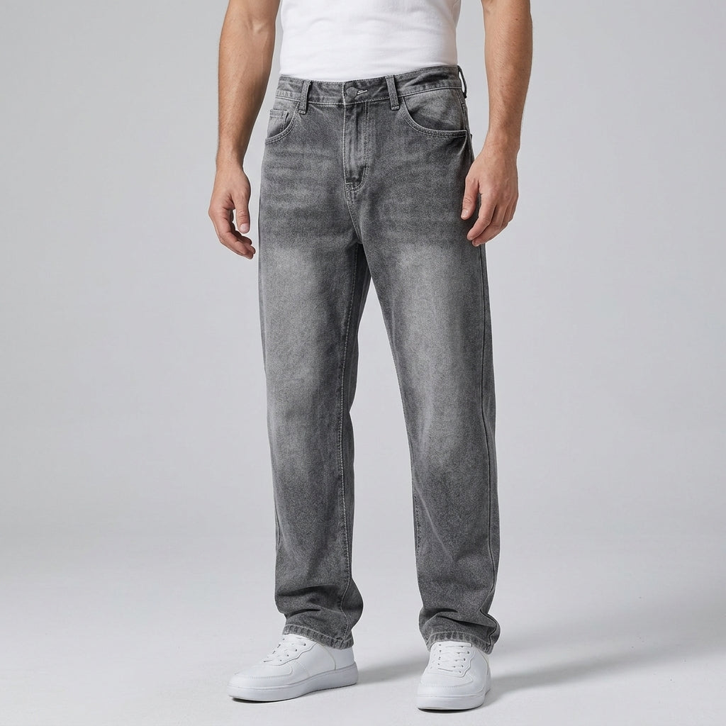 Straight Leg Casual Denim Jeans Trousers For Men