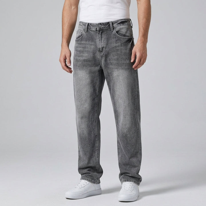 Straight Leg Casual Denim Jeans Trousers For Men