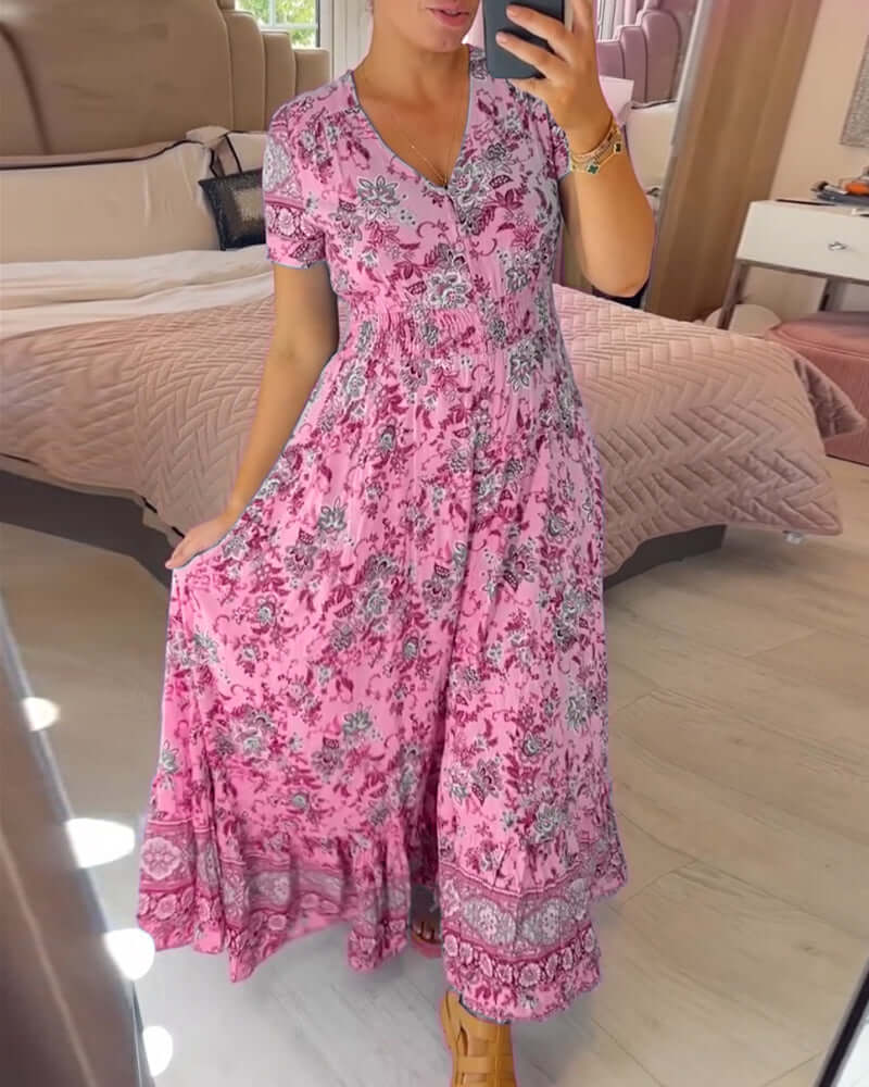 Women's Floral Boho Maxi Dress, view 4 - Elena Harper