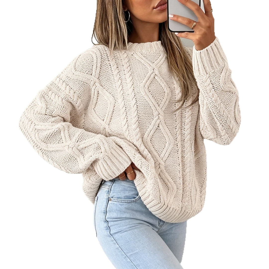 Women's Round Neck Loose Fit Sweater - Soft and Casual