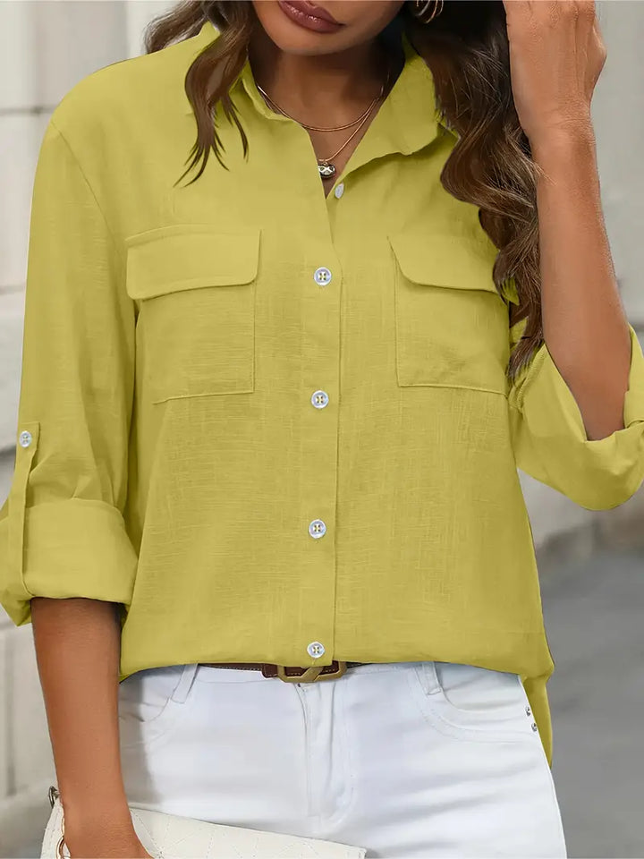 Athena - Cotton Shirt With Front Pockets