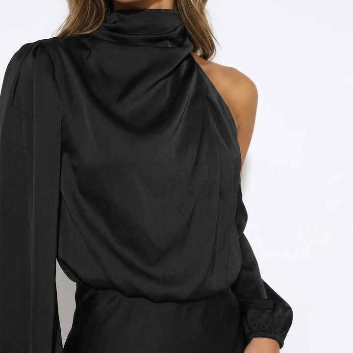 Black One Shoulder Mini Dress Evening