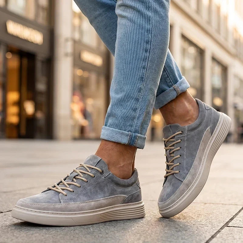 Enzo Premium Suede Cushioned Sneakers, view 3 - Elena Harper