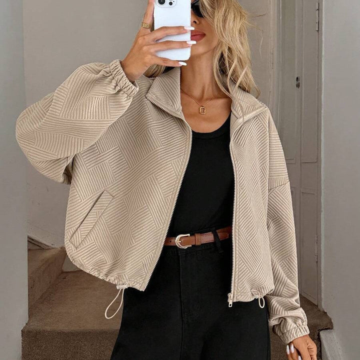 Women's Baseball Jacket with High Collar - Sporty and Practical