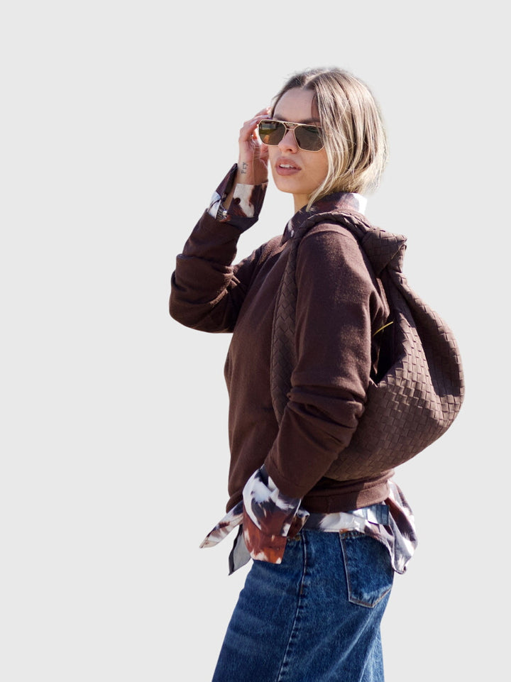 Medium Women's Braided Suede Bag – Elegant Everyday Knotted Style