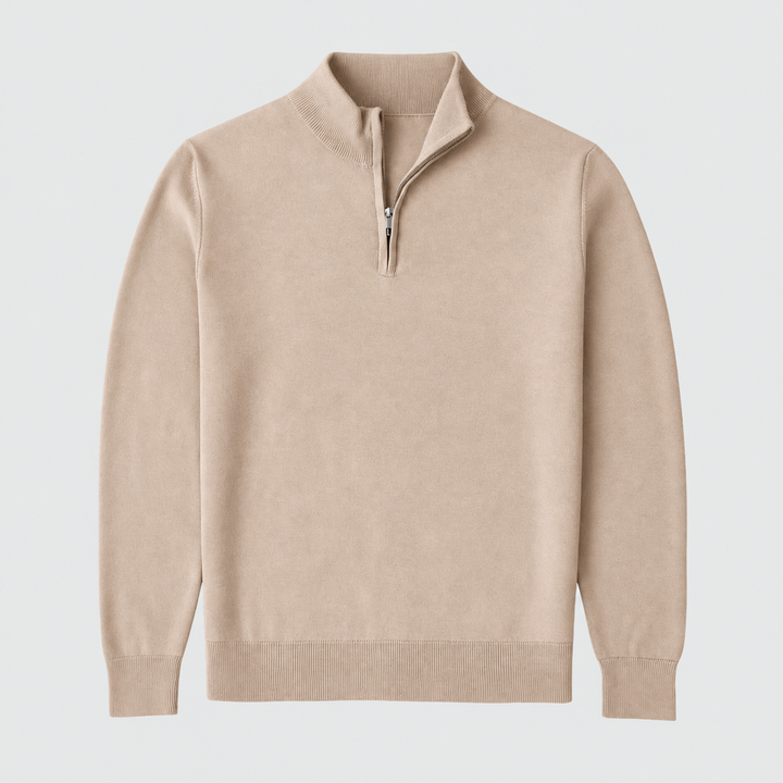 Men's Slim Fit Fine Knit Half-Zip Sweater with Mock Collar