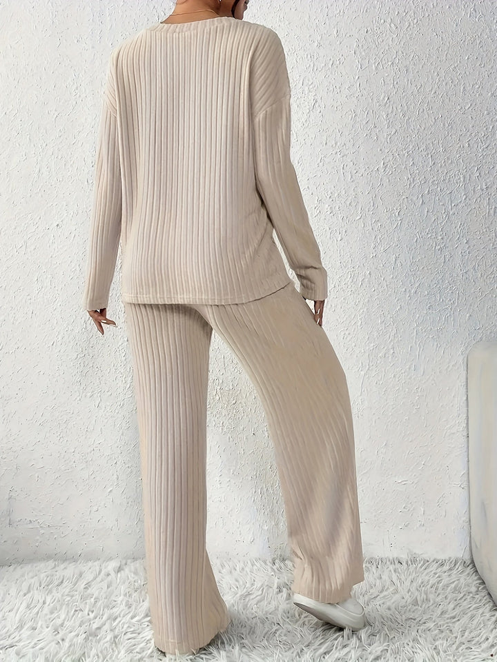 Sabina Ribbed Lounge Two-Piece Set, view 2 - Elena Harper