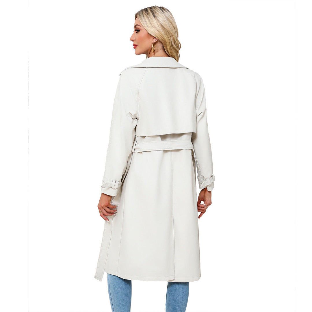 Elegant Premium Long Coat for Women – Belted Coat with Notched Collar and Loose Fit